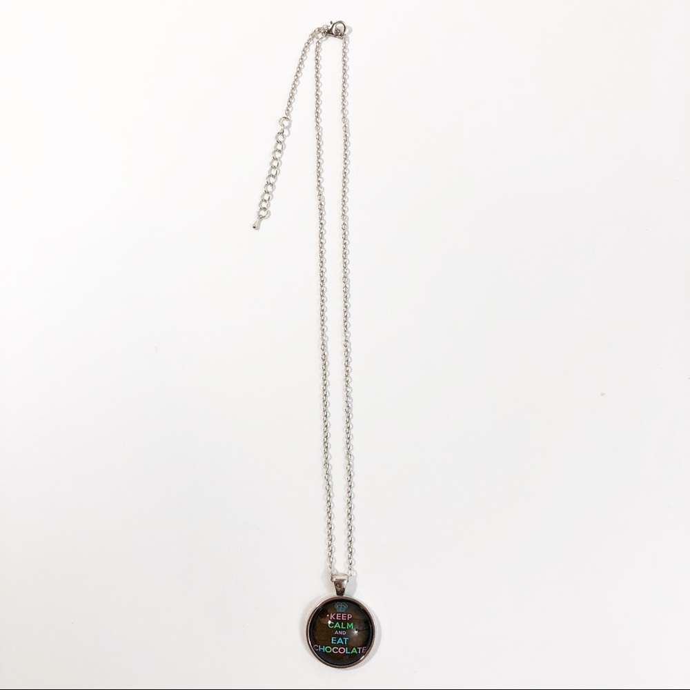 “Keep Calm and Eat Chocolate” Cabochon Necklace - Picture 6 of 8